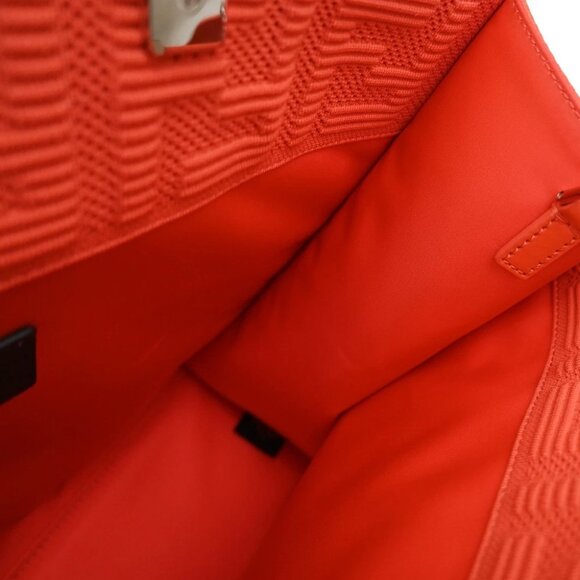 FENDI Logo Zucca Pattern 2way Tote Shoulder Bag Canvas Leather Orange 650RF496 - Picture 4 of 14